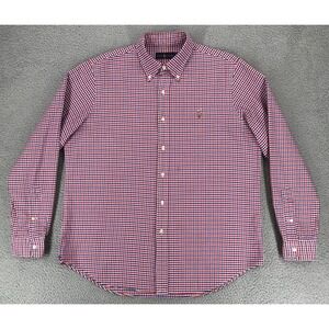Ralph Lauren Shirt Men Size L Long Sleeve Button Up Red White Blue Check